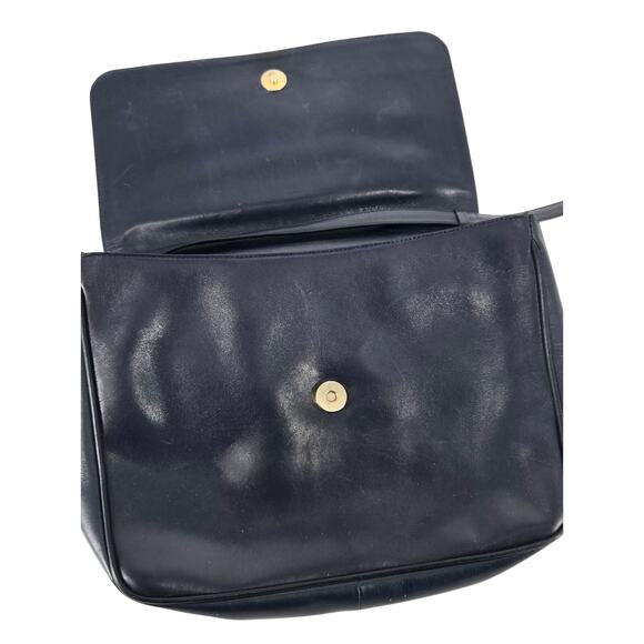 Vintage Salvatore Ferragamo Navy Blue Leather Shoulder Bag Snakeskin Accent - Picture 4 of 8